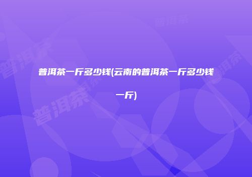 普洱茶一斤多少钱(云南的普洱茶一斤多少钱一斤)