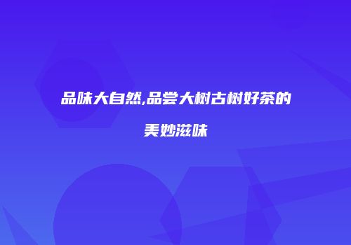 品味大自然,品尝大树古树好茶的美妙滋味