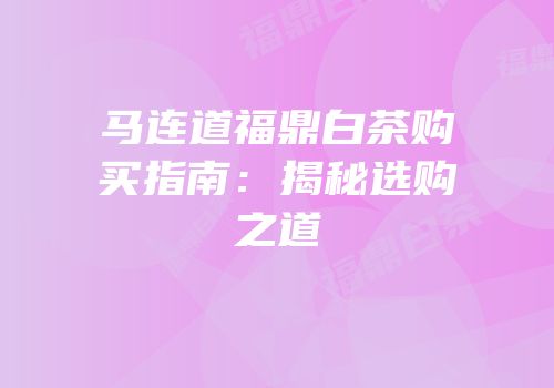 马连道福鼎白茶购买指南：揭秘选购之道