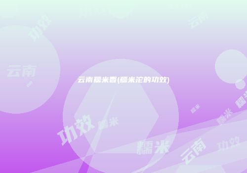 云南糯米香(糯米沱的功效)