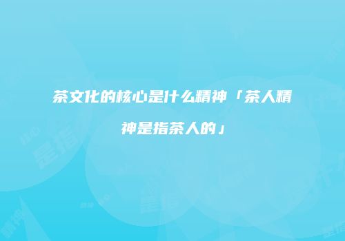 茶文化的核心是什么精神「茶人精神是指茶人的」