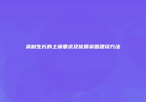 茶树生长的土壤要求及优质茶园建设方法