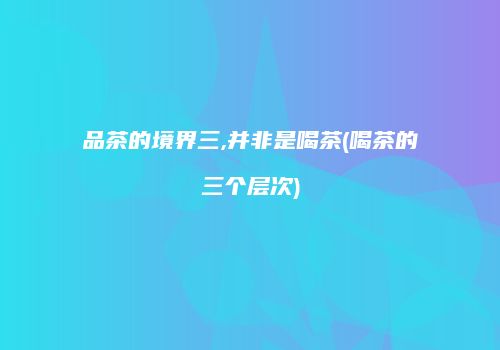 品茶的境界三,并非是喝茶(喝茶的三个层次)