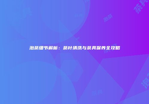 泡茶细节解析：茶叶清洗与茶具保养全攻略
