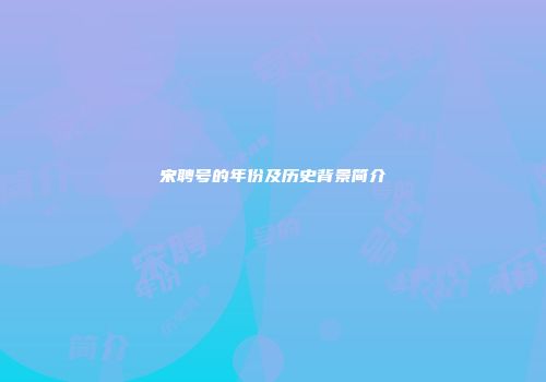 宋聘号的年份及历史背景简介