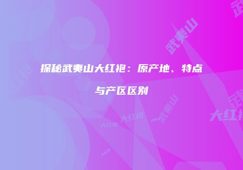 探秘武夷山大红袍：原产地、特点与产区区别