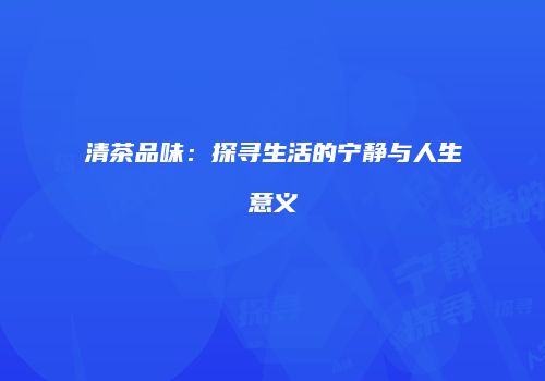 清茶品味：探寻生活的宁静与人生意义