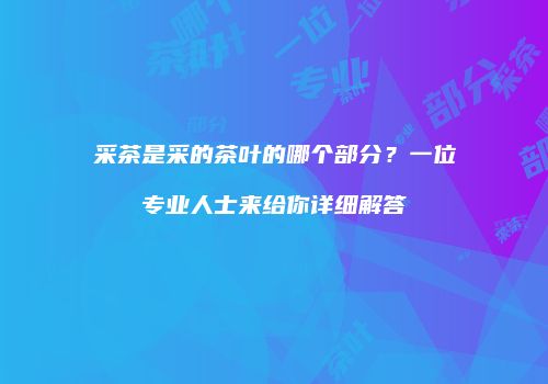 采茶是采的茶叶的哪个部分？一位专业人士来给你详细解答