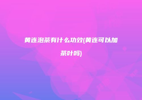黄连泡茶有什么功效(黄连可以加茶叶吗)