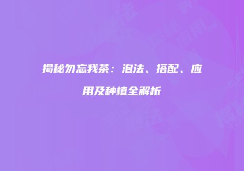 揭秘勿忘我茶：泡法、搭配、应用及种植全解析