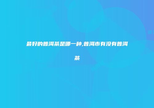 最好的普洱茶是哪一种,普洱市有没有普洱茶