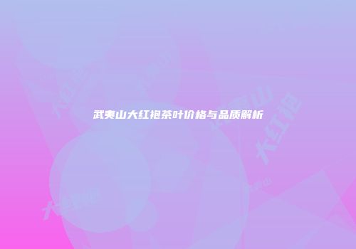 武夷山大红袍茶叶价格与品质解析