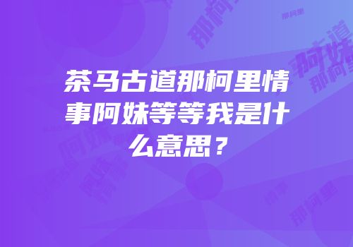 茶马古道那柯里情事阿妹等等我是什么意思？