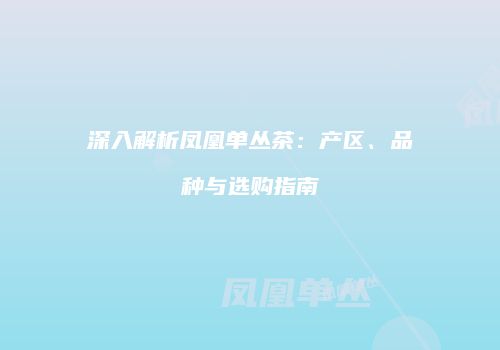 深入解析凤凰单丛茶：产区、品种与选购指南