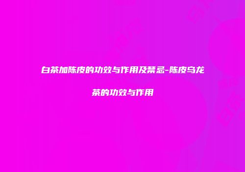 白茶加陈皮的功效与作用及禁忌-陈皮乌龙茶的功效与作用