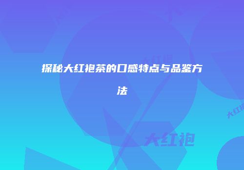 探秘大红袍茶的口感特点与品鉴方法