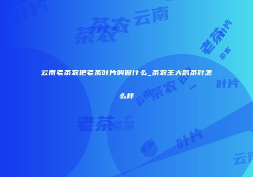 云南老茶农把老茶叶片叫做什么_茶农王大鹏茶叶怎么样