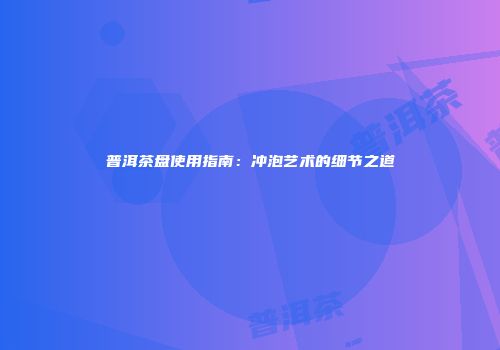 普洱茶盘使用指南：冲泡艺术的细节之道