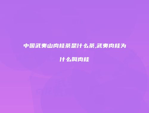 中国武夷山肉桂茶是什么茶,武夷肉桂为什么叫肉桂