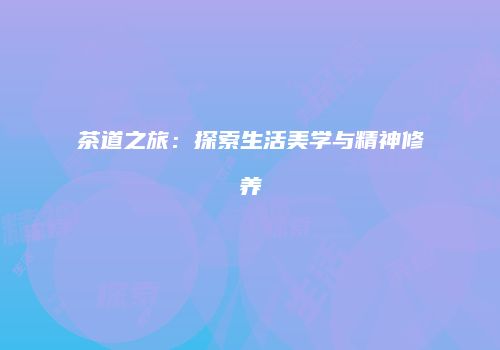 茶道之旅：探索生活美学与精神修养