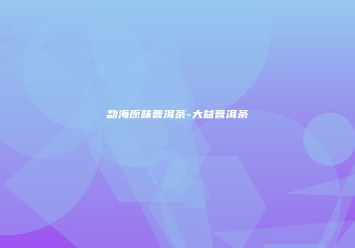 勐海原味普洱茶-大益普洱茶
