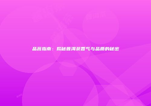 品茗指南：揭秘普洱茶香气与品质的秘密