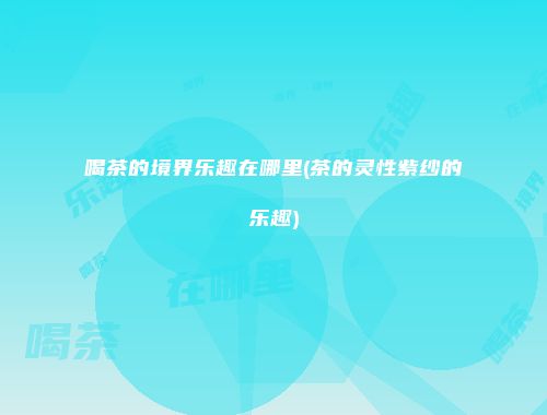 喝茶的境界乐趣在哪里(茶的灵性紫纱的乐趣)