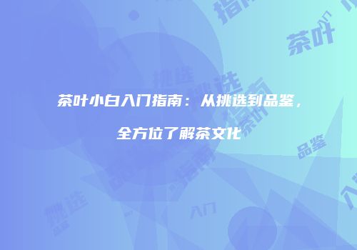 茶叶小白入门指南：从挑选到品鉴，全方位了解茶文化