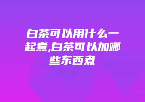白茶可以用什么一起煮,白茶可以加哪些东西煮