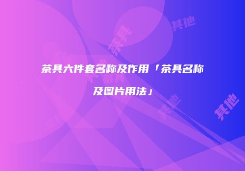 茶具六件套名称及作用「茶具名称及图片用法」