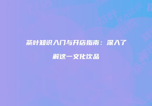 茶叶知识入门与开店指南：深入了解这一文化饮品