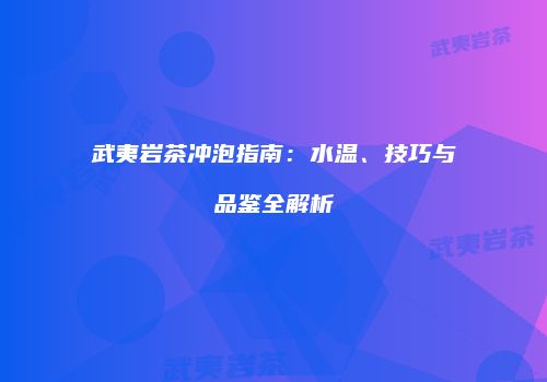 武夷岩茶冲泡指南：水温、技巧与品鉴全解析