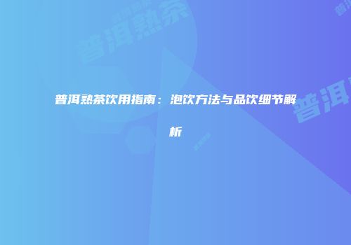 普洱熟茶饮用指南：泡饮方法与品饮细节解析