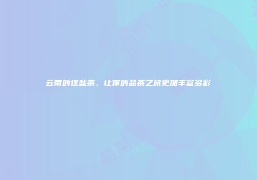 云南的这些茶，让你的品茶之旅更加丰富多彩