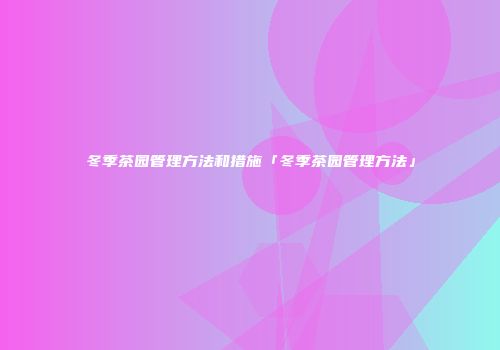 冬季茶园管理方法和措施「冬季茶园管理方法」