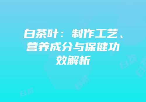 白茶叶：制作工艺、营养成分与保健功效解析