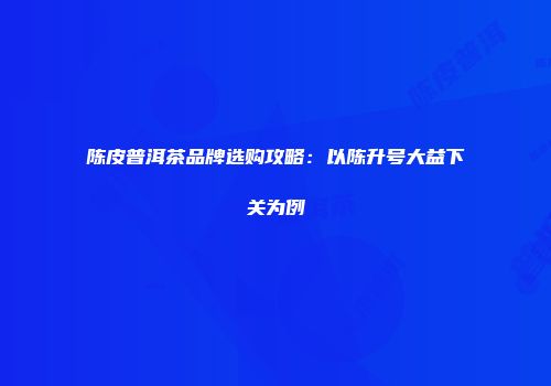 陈皮普洱茶品牌选购攻略：以陈升号大益下关为例