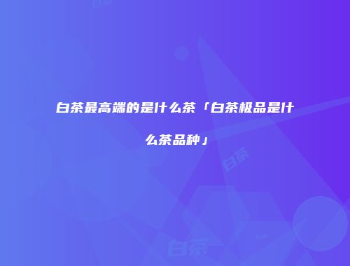 白茶最高端的是什么茶「白茶极品是什么茶品种」