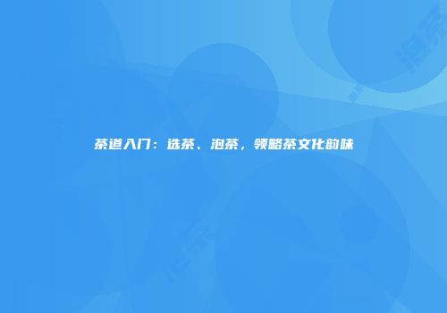 茶道入门：选茶、泡茶，领略茶文化韵味