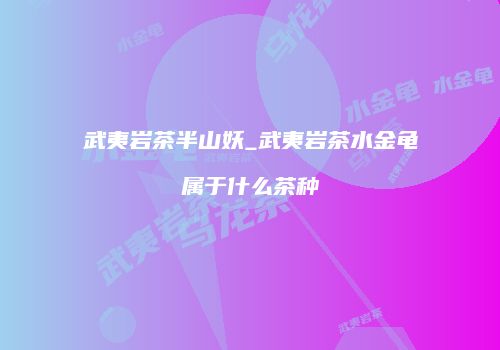 武夷岩茶半山妖_武夷岩茶水金龟属于什么茶种