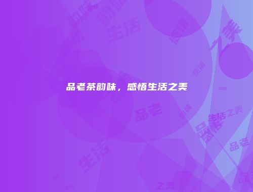 品老茶韵味，感悟生活之美