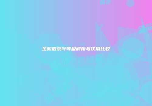 金骏眉茶叶等级解析与饮用比较
