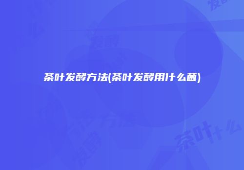 茶叶发酵方法(茶叶发酵用什么菌)