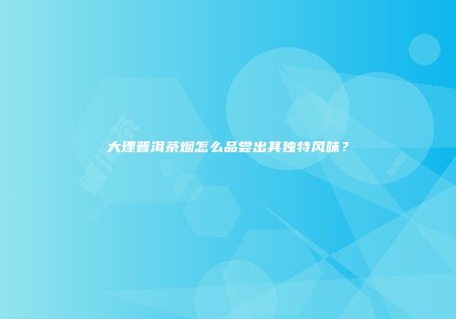 大理普洱茶烟怎么品尝出其独特风味？