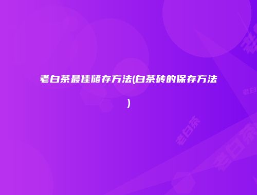 老白茶最佳储存方法(白茶砖的保存方法)
