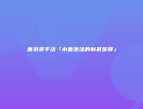 壶泡茶手法「小壶泡法的制茶步骤」