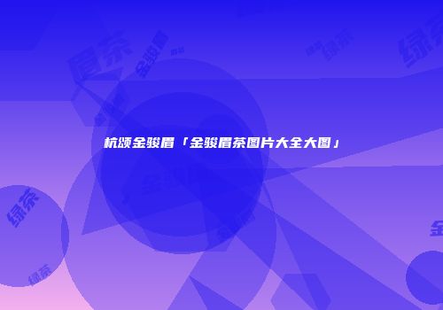杭颂金骏眉「金骏眉茶图片大全大图」