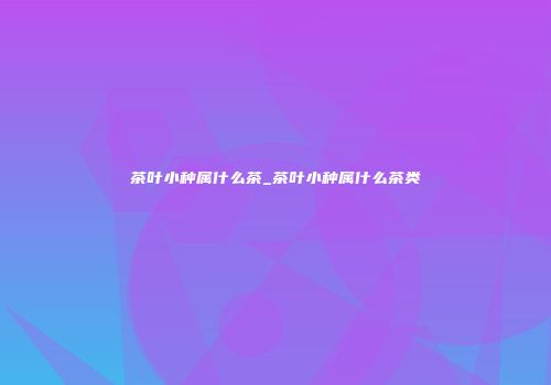 茶叶小种属什么茶_茶叶小种属什么茶类