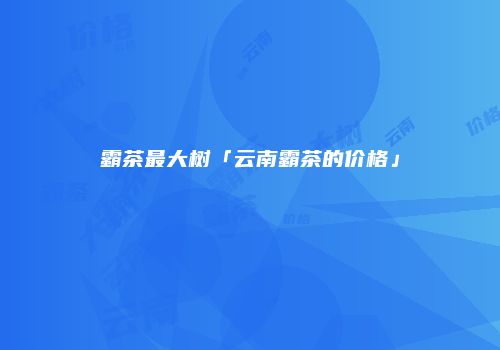 霸茶最大树「云南霸茶的价格」