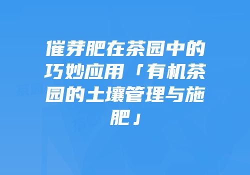 催芽肥在茶园中的巧妙应用「有机茶园的土壤管理与施肥」